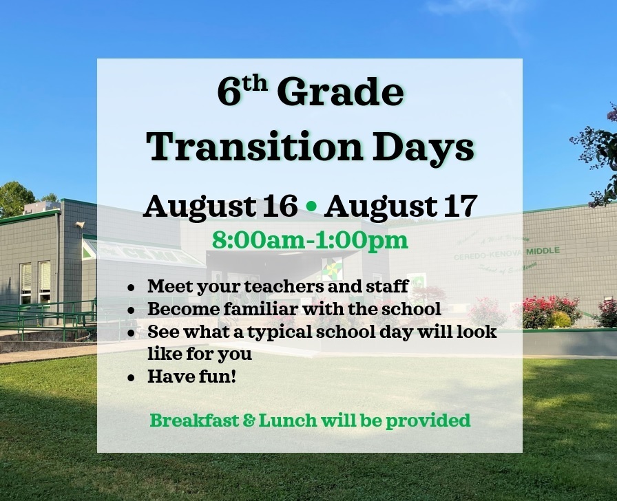 6th grade transition info
