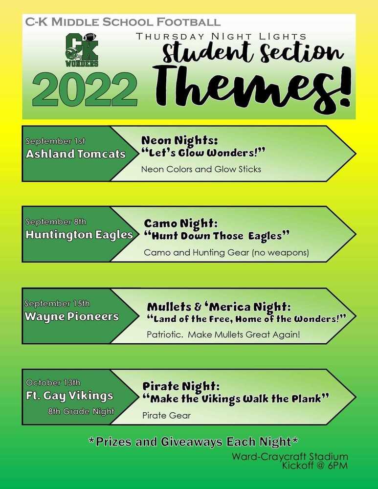 Football Student Section Themes Ceredo Kenova Middle