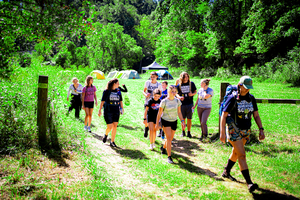 Campers head to their first activity of the day.